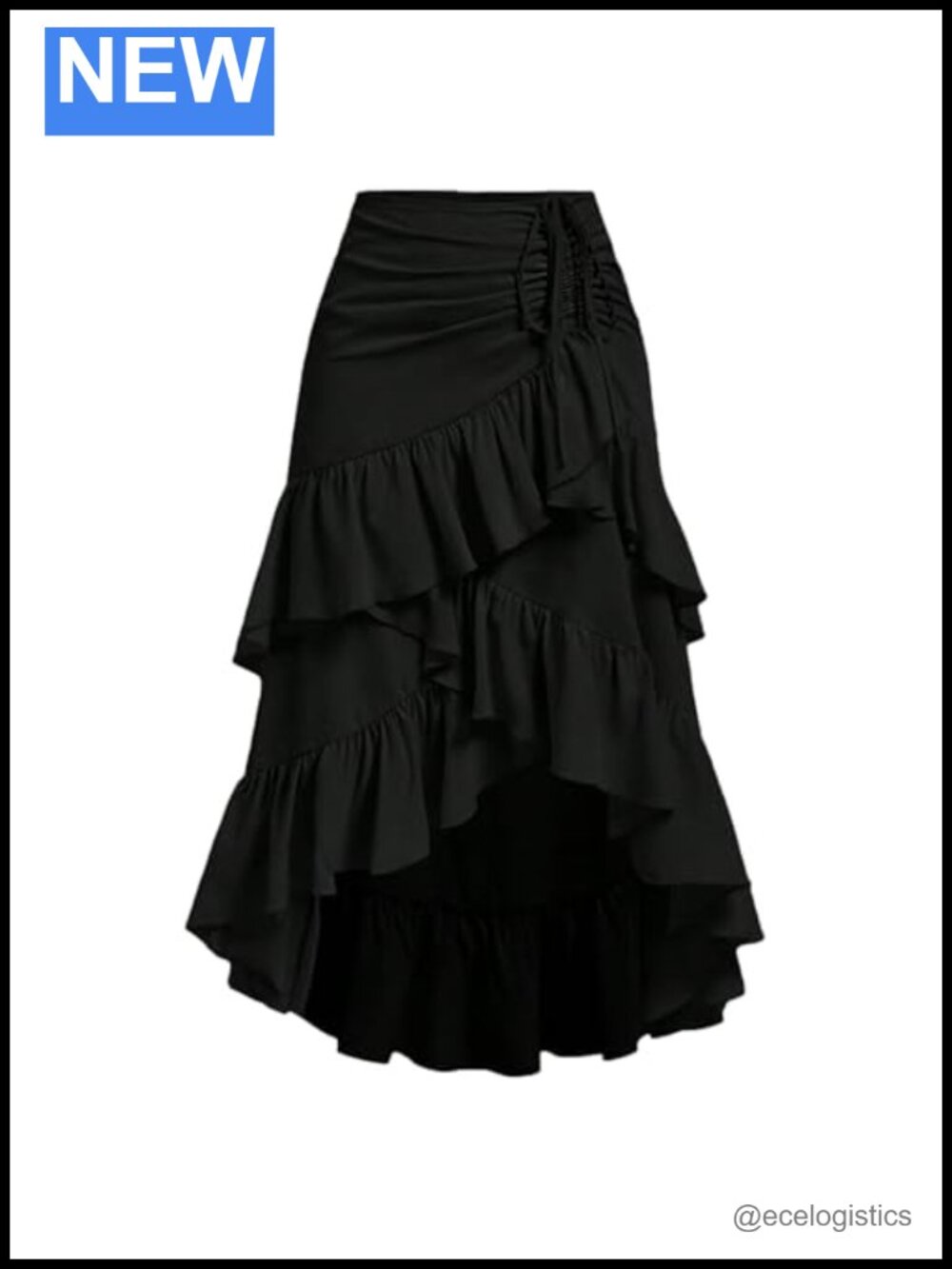 Boho Ruffled Hem Maxi Skirt Polyester A-Line Flare Casual